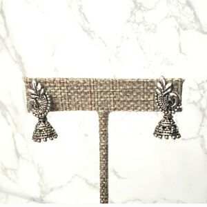 INDIA Peacock Silver-Tone Pierced Earrings